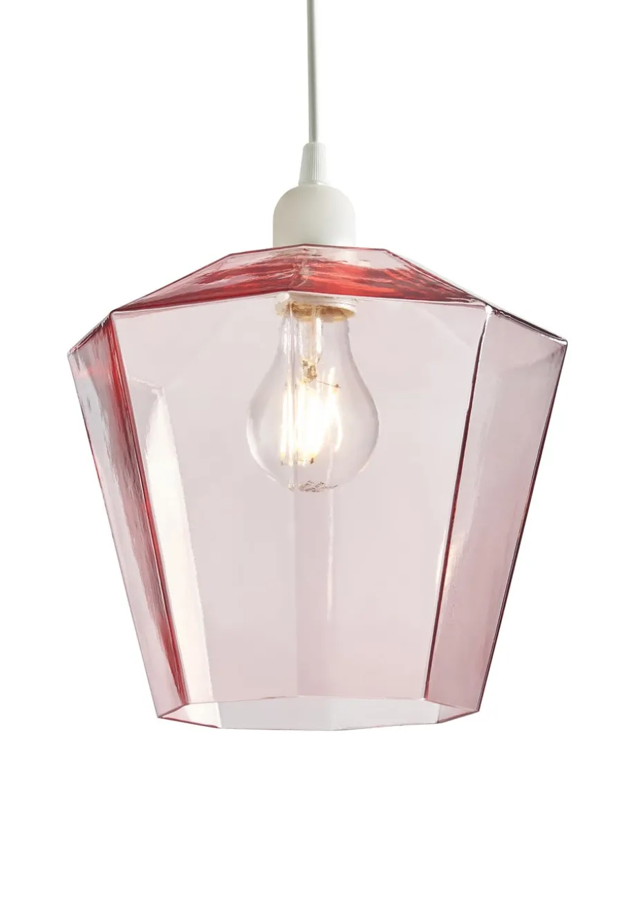 BHS Lighting Octagon Easyfit Glass Pink (23cm x 20cm)