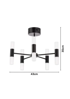BHS Lois 10 Light Semi Flush LED Black (35cm x 43cm)