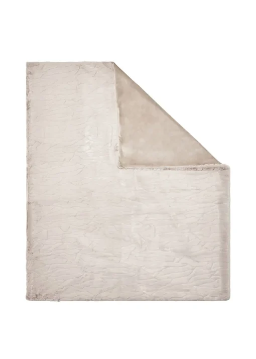 BHS Luxury Embossed Tan Rabbit Faux Fur Throw (127x152cm)