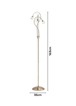 BHS Marianne Floor Lamp 3 Light Antique Brass (163cm x 35cm)