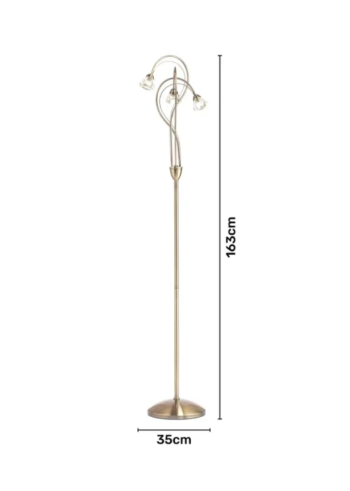 BHS Marianne Floor Lamp 3 Light Antique Brass (163cm x 35cm)