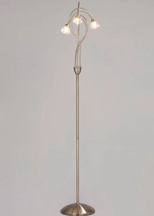 BHS Marianne Floor Lamp 3 Light Antique Brass (163cm x 35cm)