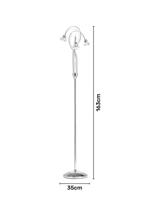 BHS Marianne Floor Lamp 3 Light Chrome (163cm x 35cm)