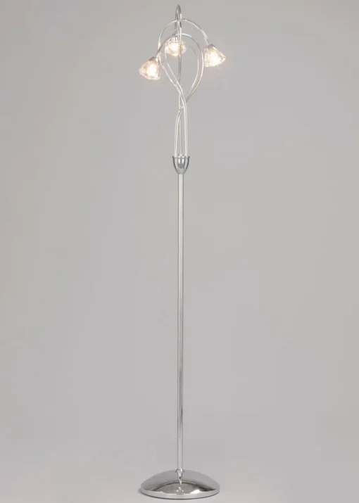 BHS Marianne Floor Lamp 3 Light Chrome (163cm x 35cm)