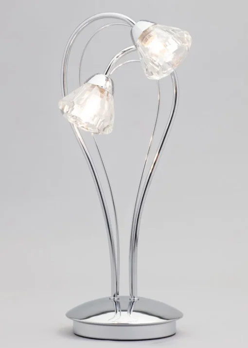 BHS Marianne Table Lamp 2 Light Chrome (38cm x 21cm)