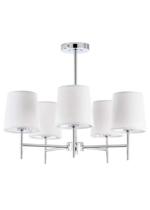 BHS Mira Semi Flush Ceiling 5 Light Chrome & Natural (40cm x 47cm)