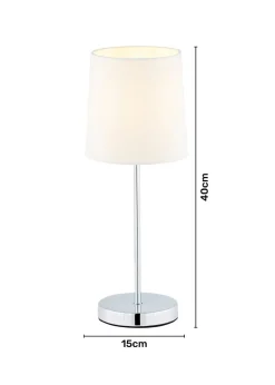 BHS Mira Touch Table Lamp Chrome & Natural (40cm x 15cm)