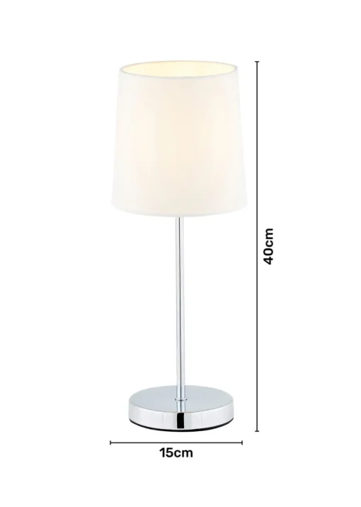 BHS Mira Touch Table Lamp Chrome & Natural (40cm x 15cm)