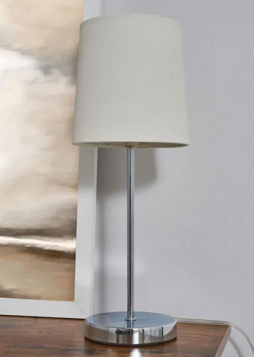 BHS Mira Touch Table Lamp Chrome & Natural (40cm x 15cm)
