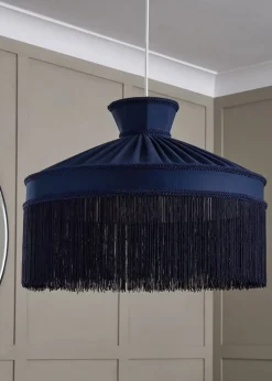 BHS Navy Darcy Dark Fringed Easyfit Shade (35cm x 46cm)