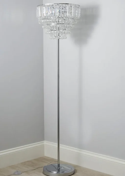 BHS Paladina Floor Lamp 3 Light Chrome (157cm x 47cm)