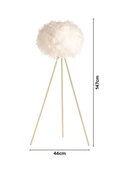 BHS Plume Satin Brass Feather Tripod Floor Lamp (147cm x 46cm x 46cm)