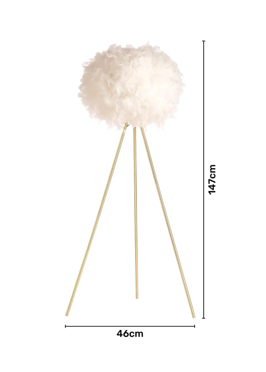 BHS Plume Satin Brass Feather Tripod Floor Lamp (147cm x 46cm x 46cm)