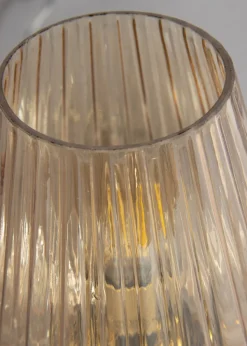 BHS Poplar Ribbed Glass Vessel Table Lamp Gold & Champagne (20cm x 15cm)
