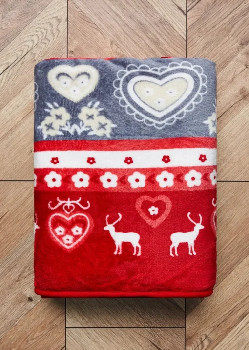 BHS Red Christmas Winter Snow Throw