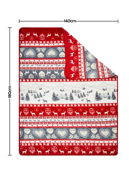 BHS Red Christmas Winter Snow Throw