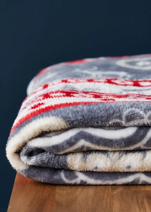BHS Red Christmas Winter Snow Throw