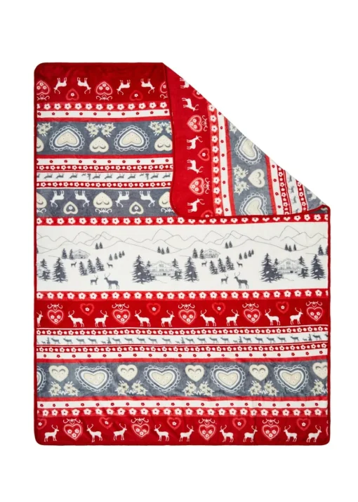 BHS Red Christmas Winter Snow Throw