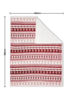 BHS Red Fair Isle Throw with Faux-Shearling Back