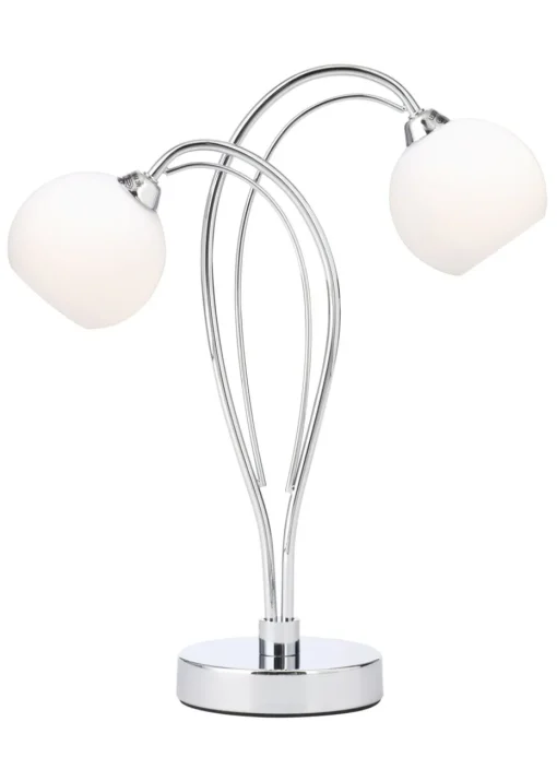 BHS Soni Table Lamp 2 Light Chrome (38cm x 31cm)