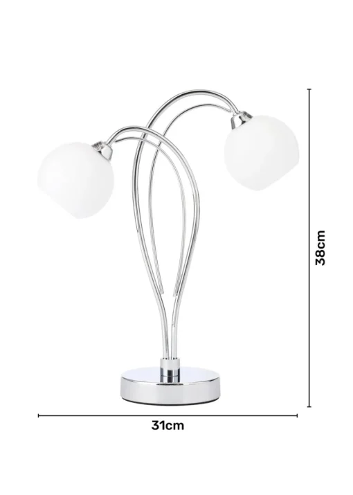 BHS Soni Table Lamp 2 Light Chrome (38cm x 31cm)