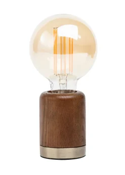 BHS Theo Wooden Table Lamp with Bulb (19.5cm x 9.5cm x 9.5cm)