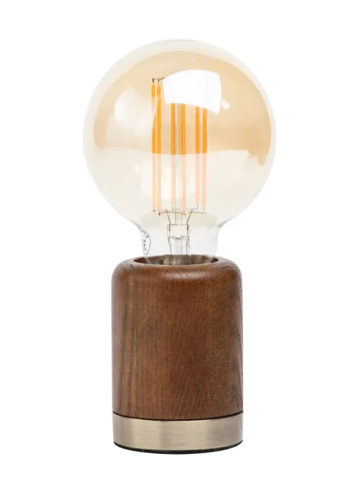 BHS Theo Wooden Table Lamp with Bulb (19.5cm x 9.5cm x 9.5cm)