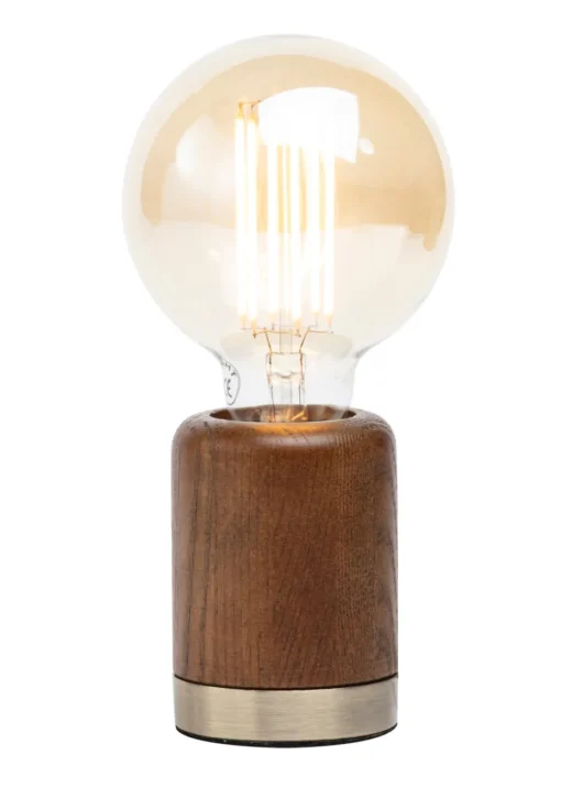 BHS Theo Wooden Table Lamp with Bulb (19.5cm x 9.5cm x 9.5cm)