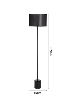 BHS Wych Marble Base Floor Lamp Black (150cm x 35cm)