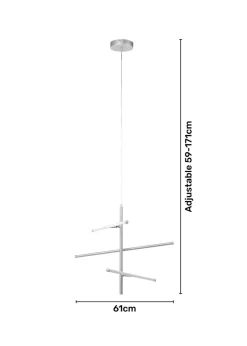BHS Zaha LED Stick Ceiling Light Silver (Adjustable 59-171cm x 61cm)