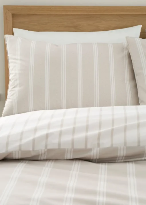 Bianca Fine Linens Ashford Stripe 200 Thread Count Cotton Percale Reversible Duvet Cover Set