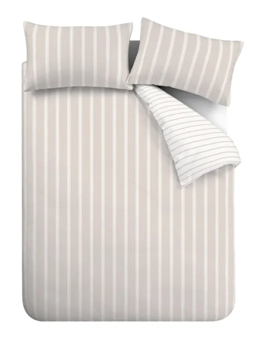 Bianca Fine Linens Ashford Stripe 200 Thread Count Cotton Percale Reversible Duvet Cover Set