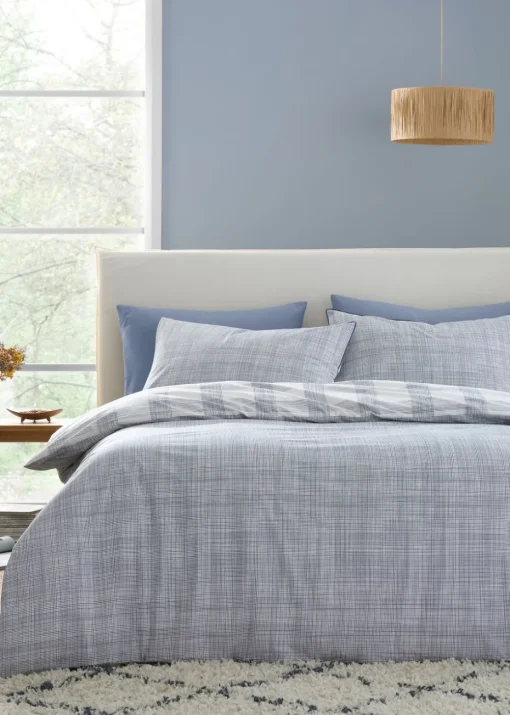 Bianca Fine Linens Marlow Check 200 Thread Count Cotton Percale Reversible Duvet Cover Set