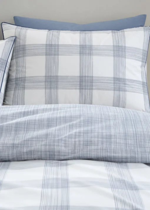 Bianca Fine Linens Marlow Check 200 Thread Count Cotton Percale Reversible Duvet Cover Set