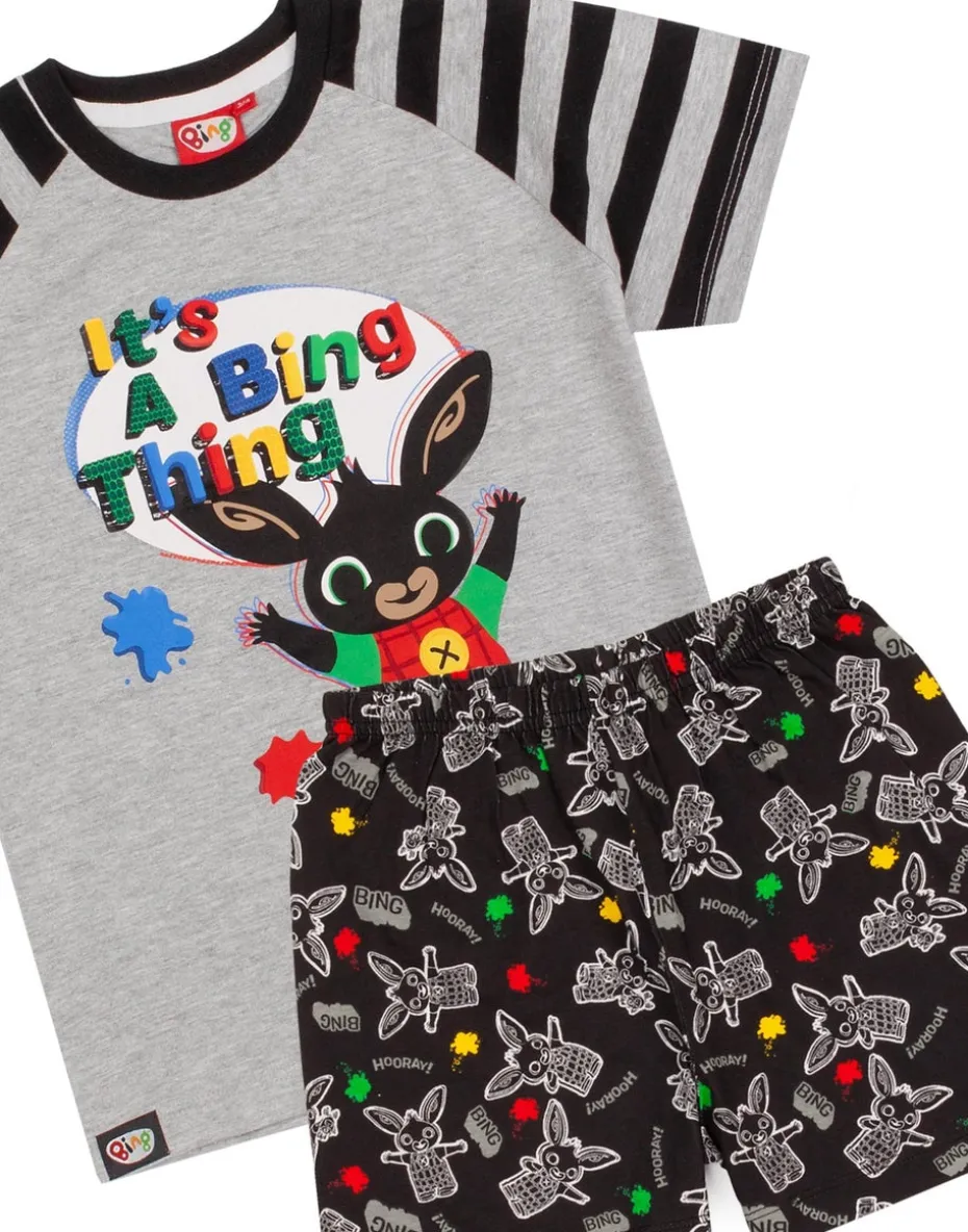 Biny Bunny Grey Kids Shortie Pyjamas (18 Months-5 Years)