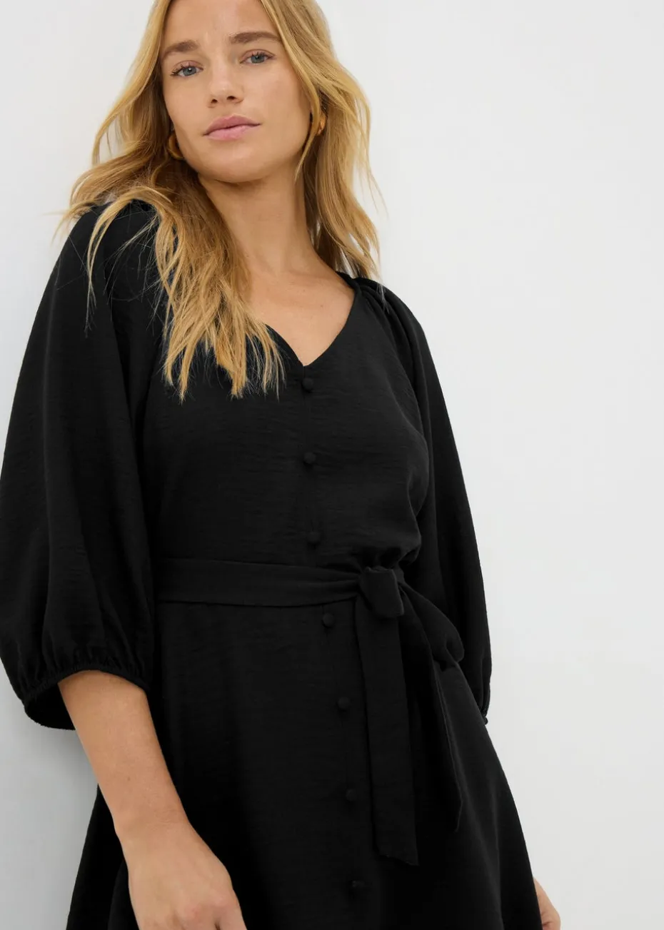 Black Belted Mini Tea Dress