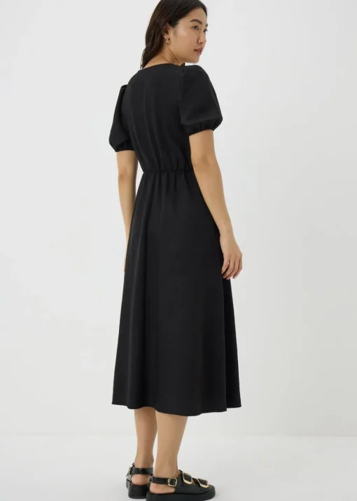 Black Button Midi Tea Dress