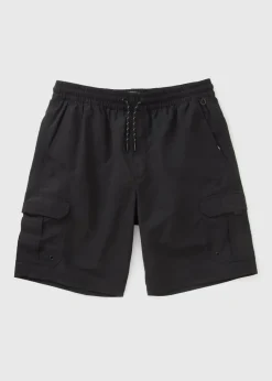 Black Cargo Swim Shorts
