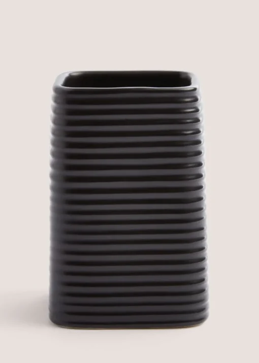 Black Ceramic Bathroom Tumbler - (7.5cm x 7.5cm x 11.5cm)