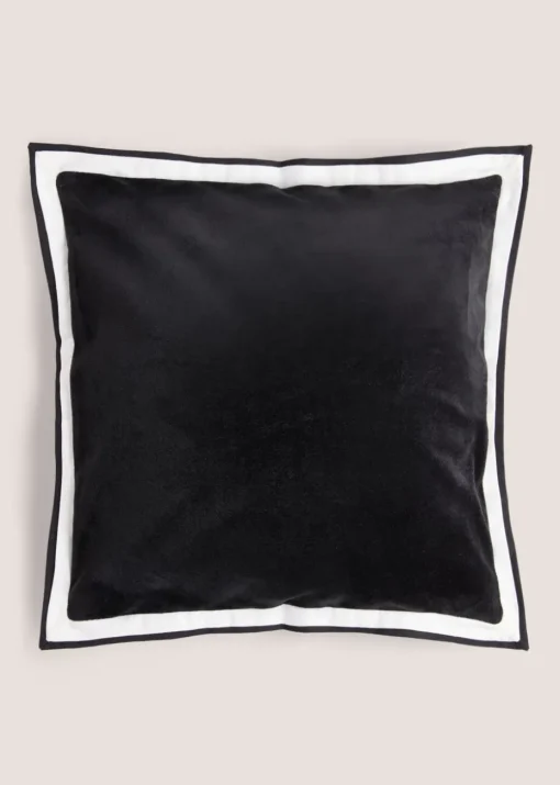 Black Contrast Edge Velvet Cushion