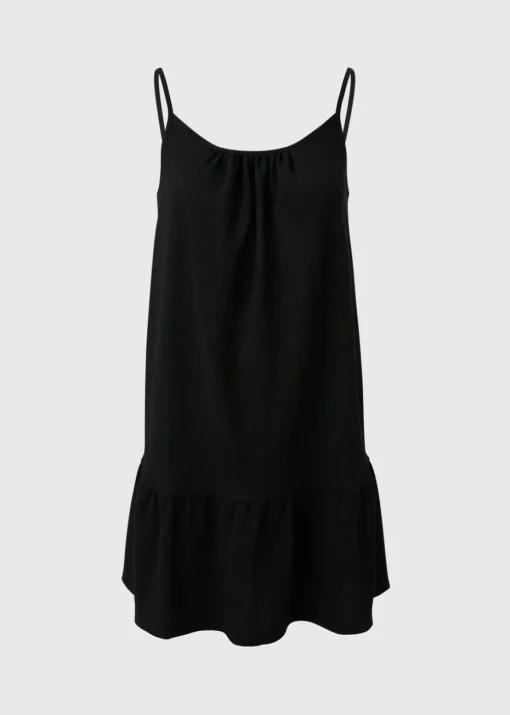 Black Crinkle Cami Mini Dress