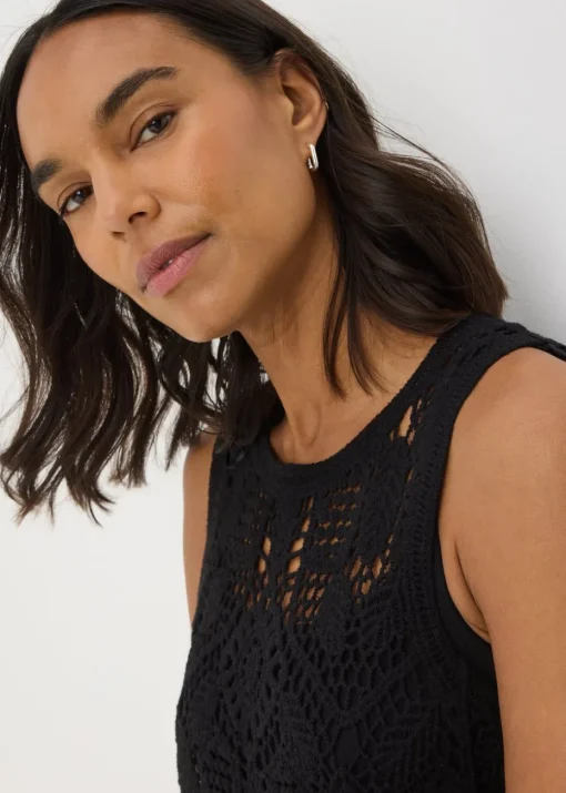 Black Crochet Vest