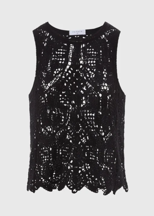 Black Crochet Vest