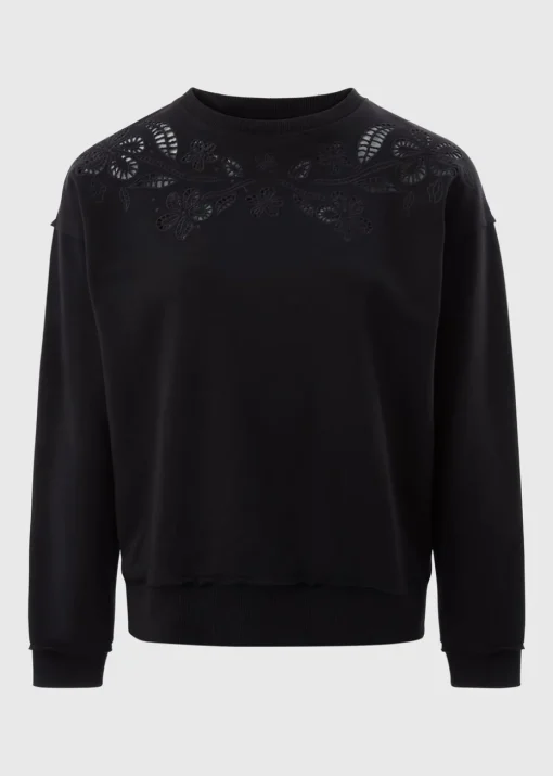 Black Cutout Floral Sweatshirt