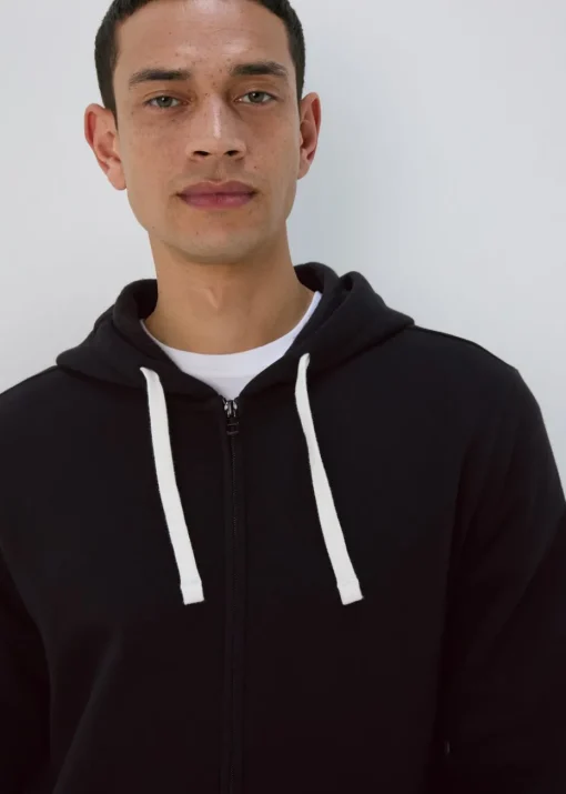 Black Essential Zip Up Hoodie