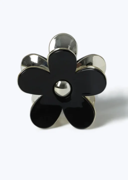 Black Flower Claw Clip