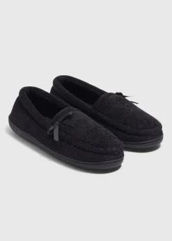 Black Full Velour Slippers