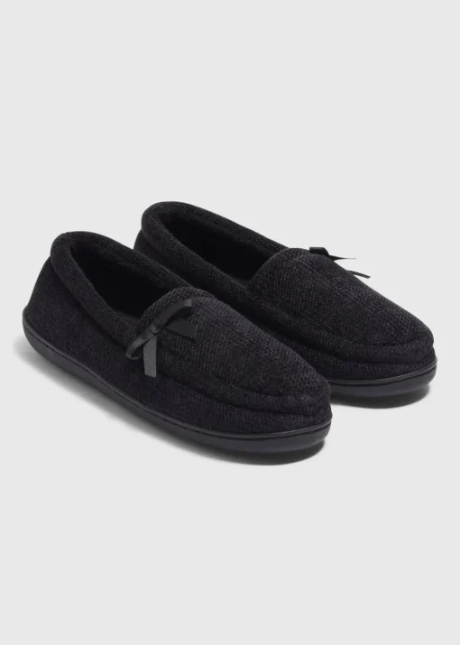 Black Full Velour Slippers
