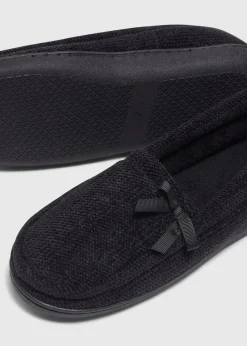 Black Full Velour Slippers