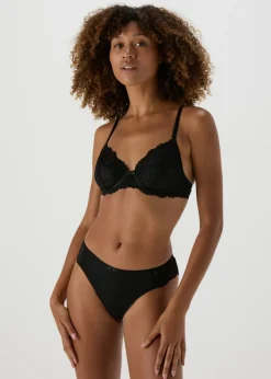 Black Lace Detail Brazilian Knickers